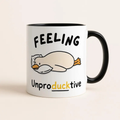Bazinco Funny Duck Pun Coffee Mug | Feeling Unproducktive Ceramic Mug | Cute Cartoon Duck Tea Cup | Novelty Gift for Office & Home | 325 ml