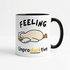Bazinco Funny Duck Pun Coffee Mug | Feeling Unproducktive Ceramic Mug | Cute Cartoon Duck Tea Cup | Novelty Gift for Office & Home | 325 ml