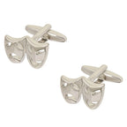 Bazinco Venetian Mask Drama Silver Cufflinks for Men | Theatre Comedy Tragedy Designer Shirt Cufflinks | Premium Formal Accessories