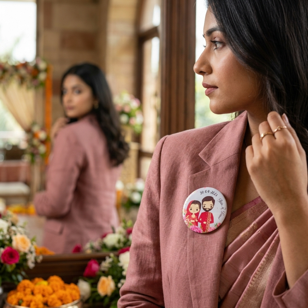 Bazinco Personalized Wedding Couple Badge Pack of 12 – Custom Bride Groom Button Pins for Wedding Return Gifts