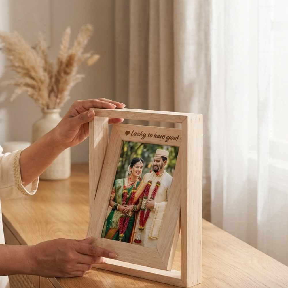 Bazinco Personalized Photo Frame – Custom Picture Frame for Home Decor, Couple Memories & Gift