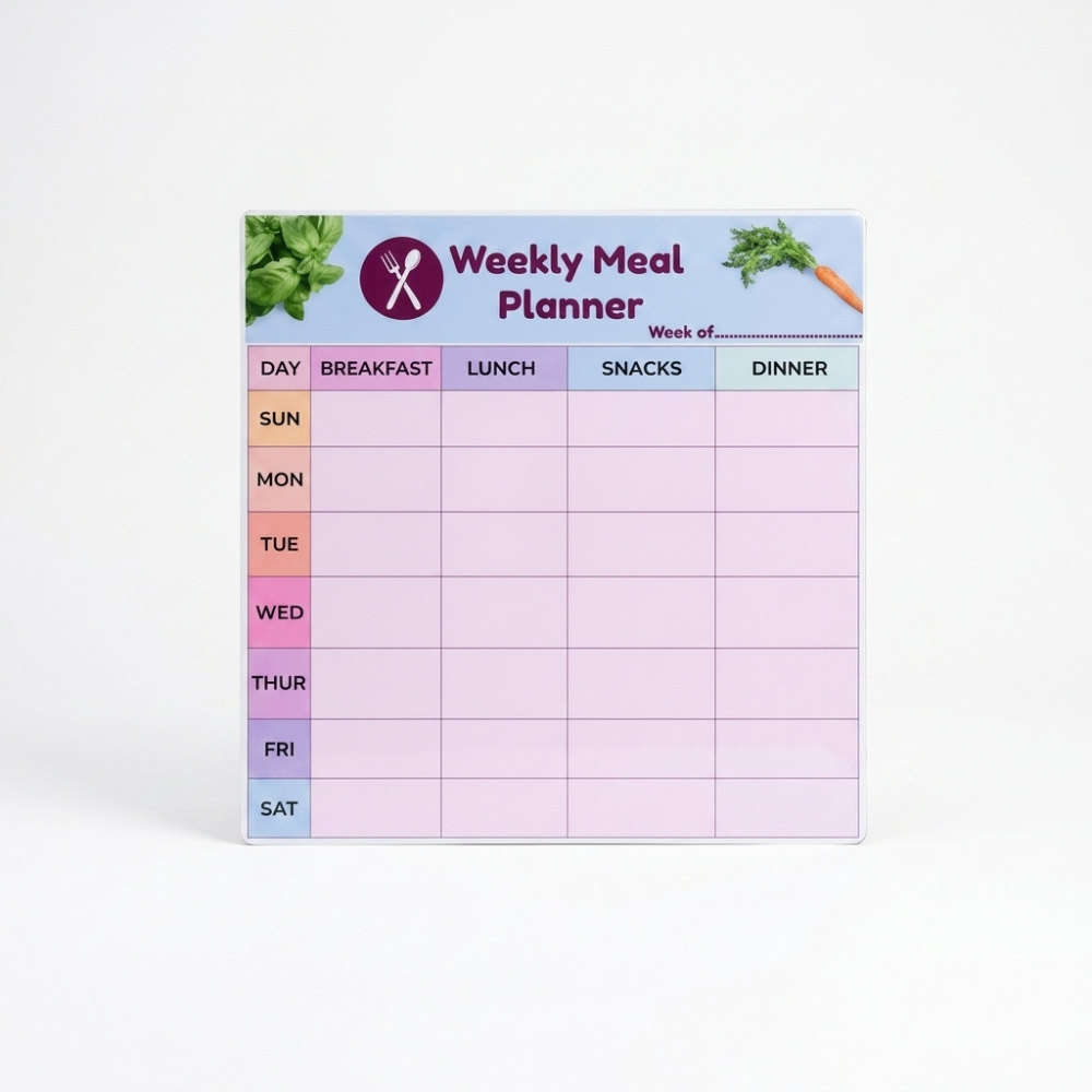 Bazinco Weekly Meal Planner Fridge Magnet | 11x11 Inch Reusable Magnetic Meal Planning Board | Dry Erase Weekly Menu Planner for Kitchen, Grocery Planning & Healthy Eating
