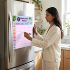 Bazinco Weekly Meal Planner Fridge Magnet | 11x11 Inch Reusable Magnetic Meal Planning Board | Dry Erase Weekly Menu Planner for Kitchen, Grocery Planning & Healthy Eating