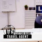 Bazinco Custom Travel Agent Desk Name Plate – Personalized World Travel Skyline Nameplate