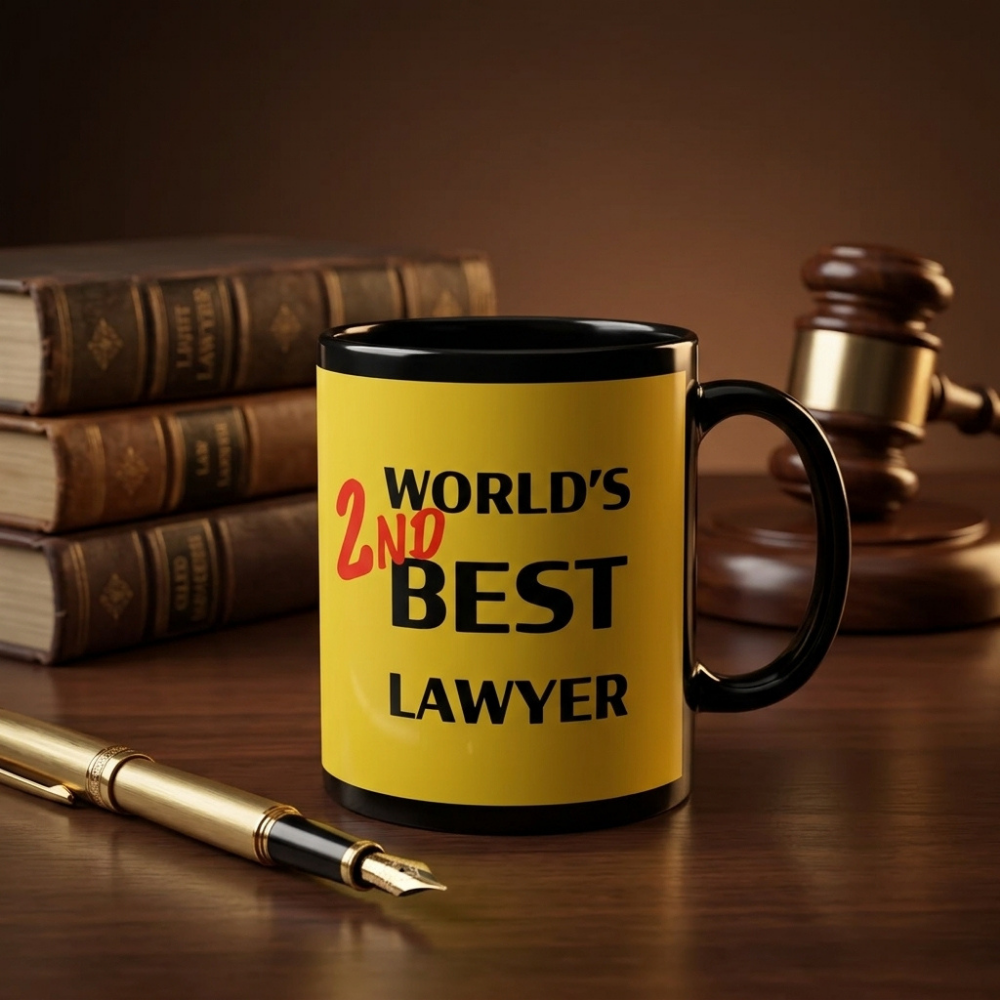 Bazinco World's 2nd Best Lawyer Coffee Mug Funny Lawyer Gift Ceramic Tea & Coffee Cup for Advocate, Attorney, Legal Professional, Law Student, Office Desk Gift 325ml