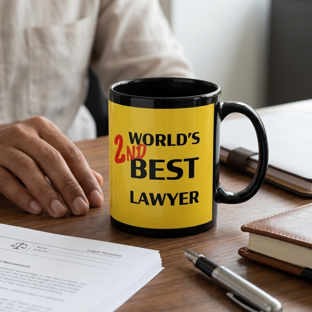 Bazinco World's 2nd Best Lawyer Coffee Mug Funny Lawyer Gift Ceramic Tea & Coffee Cup for Advocate, Attorney, Legal Professional, Law Student, Office Desk Gift 325ml