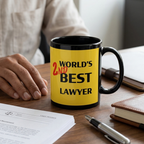 Bazinco World's 2nd Best Lawyer Coffee Mug Funny Lawyer Gift Ceramic Tea & Coffee Cup for Advocate, Attorney, Legal Professional, Law Student, Office Desk Gift 325ml