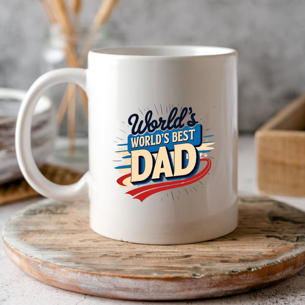 Bazinco Personalized “World’s Best Dad” Coffee Mug with Sameer Name Print – Custom Father’s Day Ceramic Mug