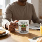 Bazinco Yoda Best Brother Ever Coffee Mug - Funny Star Wars Inspired Baby Yoda Gift for Brother - 11oz Premium White Ceramic Mug