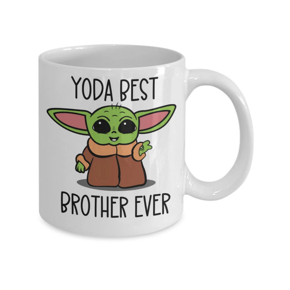 Bazinco Yoda Best Brother Ever Coffee Mug - Funny Star Wars Inspired Baby Yoda Gift for Brother - 11oz Premium White Ceramic Mug