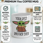 Bazinco Yoda Best Brother Ever Coffee Mug - Funny Star Wars Inspired Baby Yoda Gift for Brother - 11oz Premium White Ceramic Mug