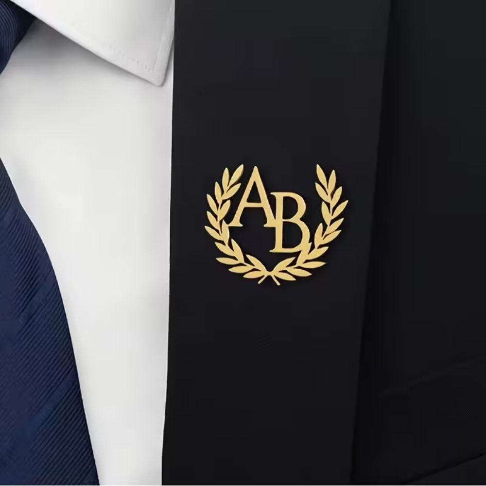 Bazinco 2 Letter Initial Custom Brooch – Personalized Name Initial Pin for Blazer & Wedding Accessories