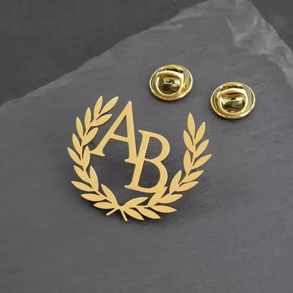 Bazinco 2 Letter Initial Custom Brooch – Personalized Name Initial Pin for Blazer & Wedding Accessories