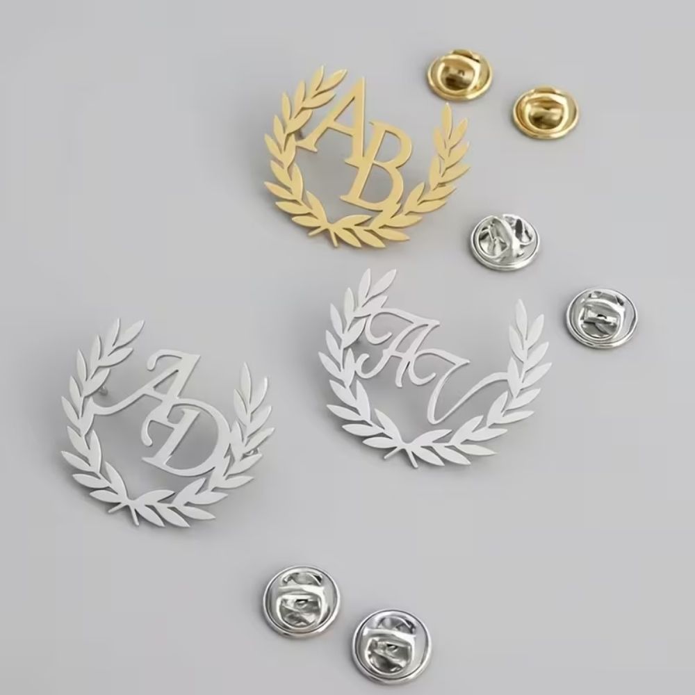 Bazinco 2 Letter Initial Custom Brooch – Personalized Name Initial Pin for Blazer & Wedding Accessories