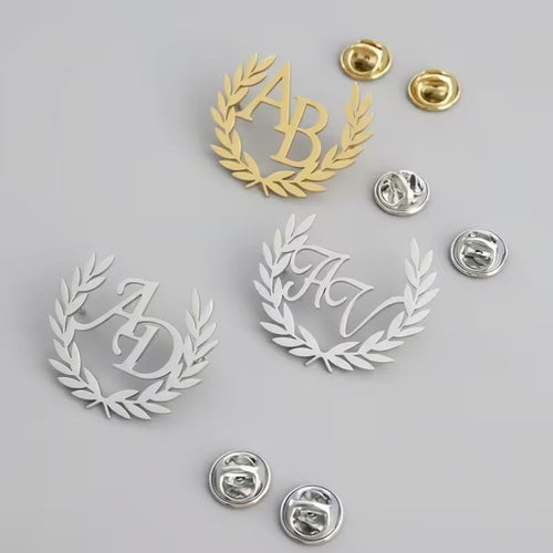 Bazinco 2 Letter Initial Custom Brooch – Personalized Name Initial Pin for Blazer & Wedding Accessories