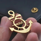 Bazinco Personalised Anchor Initial Brooch – Custom Anchor Design Letter Brooch