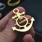 Bazinco Personalised Anchor Initial Brooch – Custom Anchor Design Letter Brooch