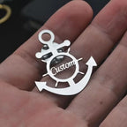 Bazinco Personalised Anchor Initial Brooch – Custom Anchor Design Letter Brooch