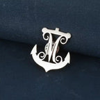 Bazinco Personalised Nautical Initial Brooch – Custom Marine Theme Letter Brooch