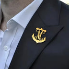 Bazinco Personalised Nautical Initial Brooch – Custom Marine Theme Letter Brooch