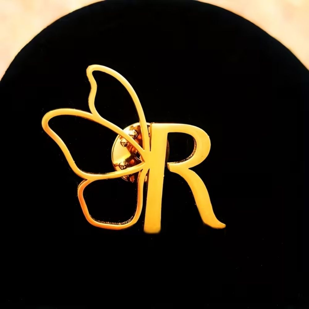 Bazinco Initial Butterfly Custom Brooch – Personalised Letter Butterfly Brooch Pin