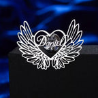 Bazinco Personalised Name Wings Brooch – Custom Angel Wing Name Pin