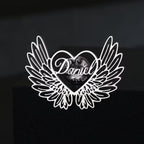 Bazinco Personalised Name Wings Brooch – Custom Angel Wing Name Pin