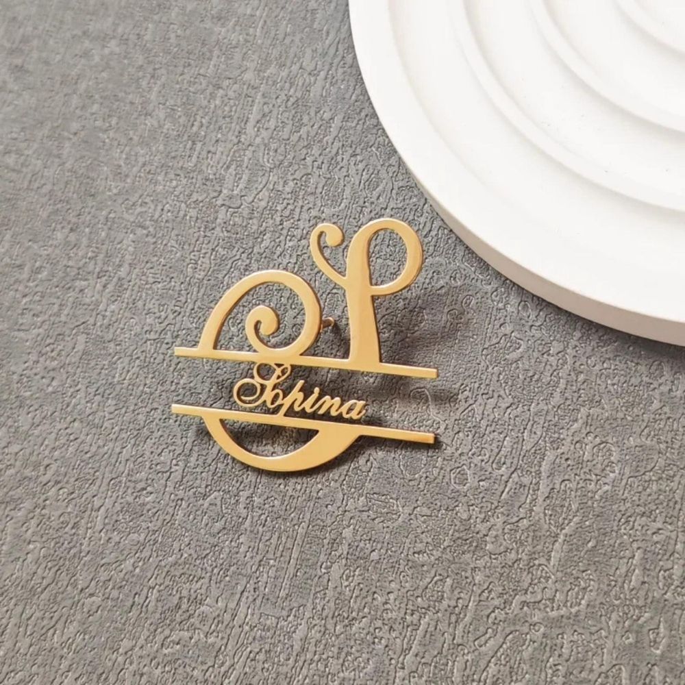 Bazinco Personalised Name Initial Brooch – Custom Letter Name Brooch
