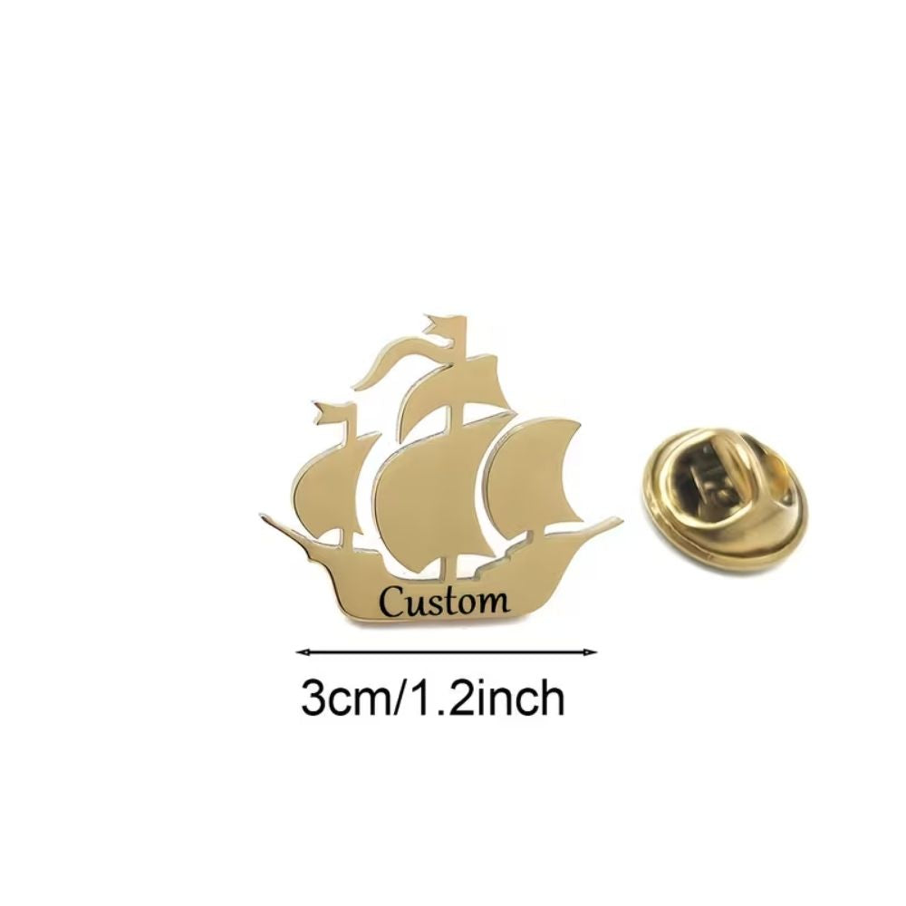 Bazinco Ship Design Custom Name Brooch – Personalised Nautical Brooch Pin