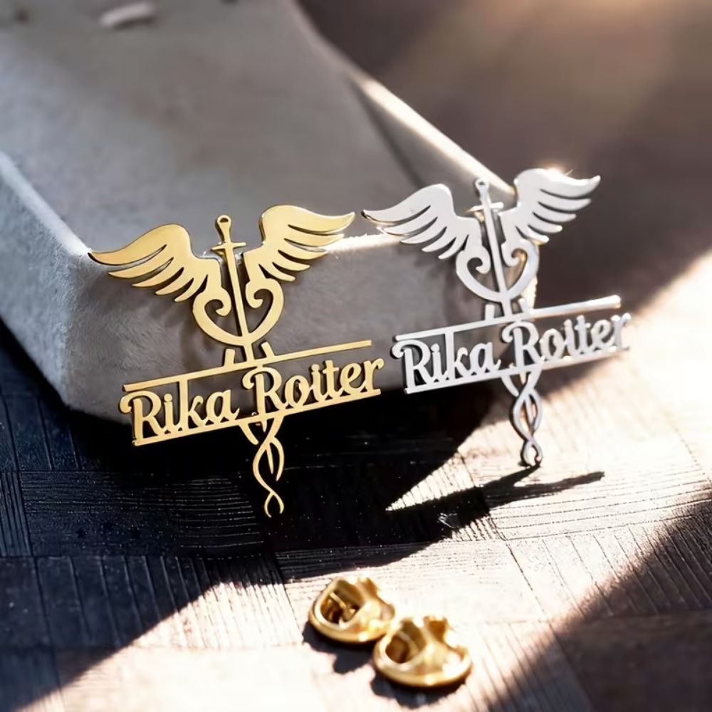 Bazinco Doctor Design Custom Name Brooch – Personalised Medical Professional Brooch Pin