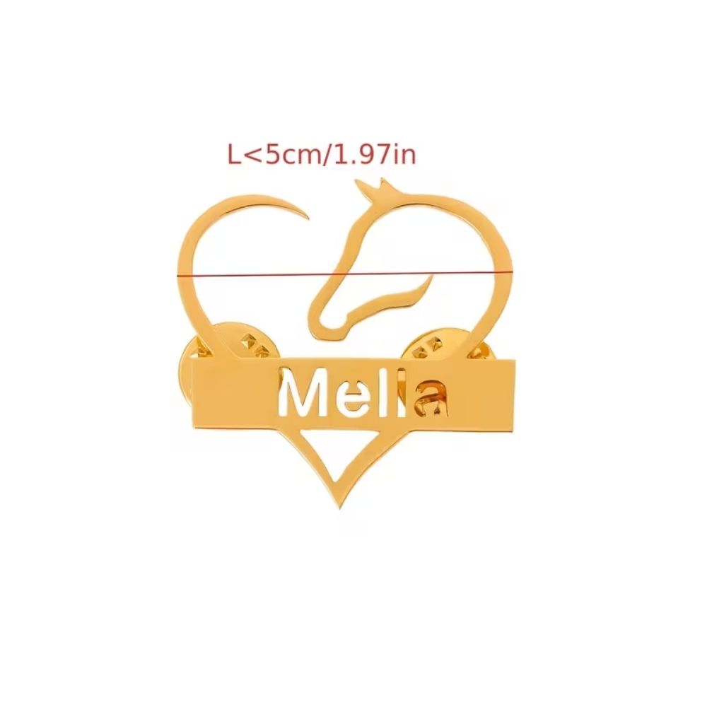 Bazinco Horse Design Custom Name Brooch – Personalised Horse Lover Brooch Pin