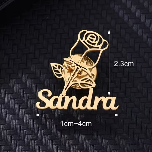 Bazinco Personalised Name with Rose Brooch