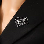 Bazinco Personalized Couple Name Brooch – Custom Heart Shape Name Pin with Elegant Design