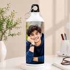 Bazinco Personalized Photo Water Bottle, Custom Photo Printed Aluminium Bottle with Carabiner Cap, Reusable Water Bottle for Birthday, Gifts, Travel & Daily Use