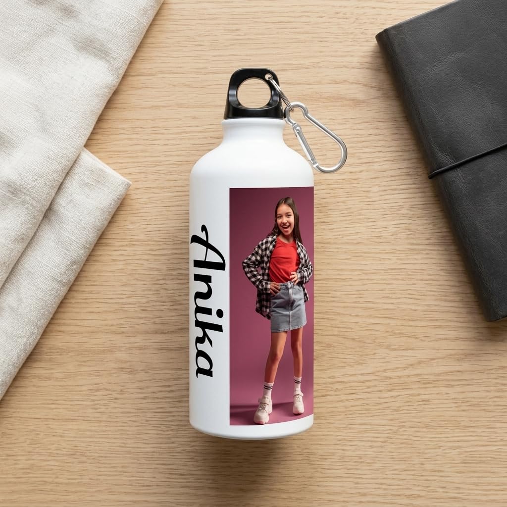 Bazinco Custom Photo Water Bottle with Name | Personalized Sipper Bottle for Kids, School & Travel