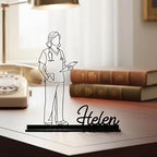 Bazinco Personalized Doctor Name Plate – Custom Nurse Desk Name Sign with Minimal Line Art Design