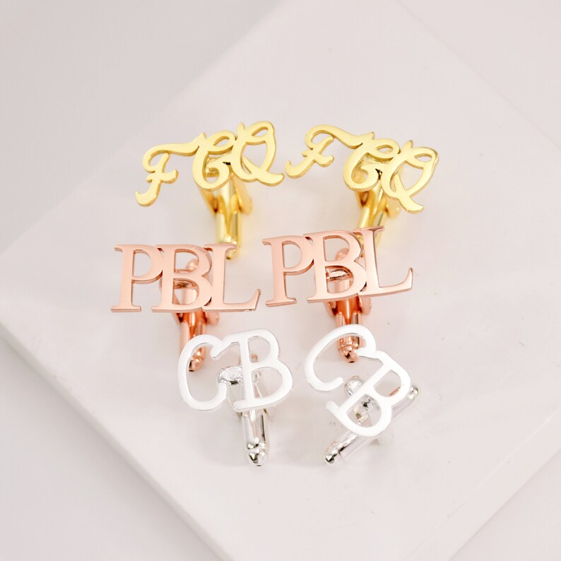 Bazinco Personalized Name Cufflinks – Custom Initial Cufflinks for Wedding & Formal Wear