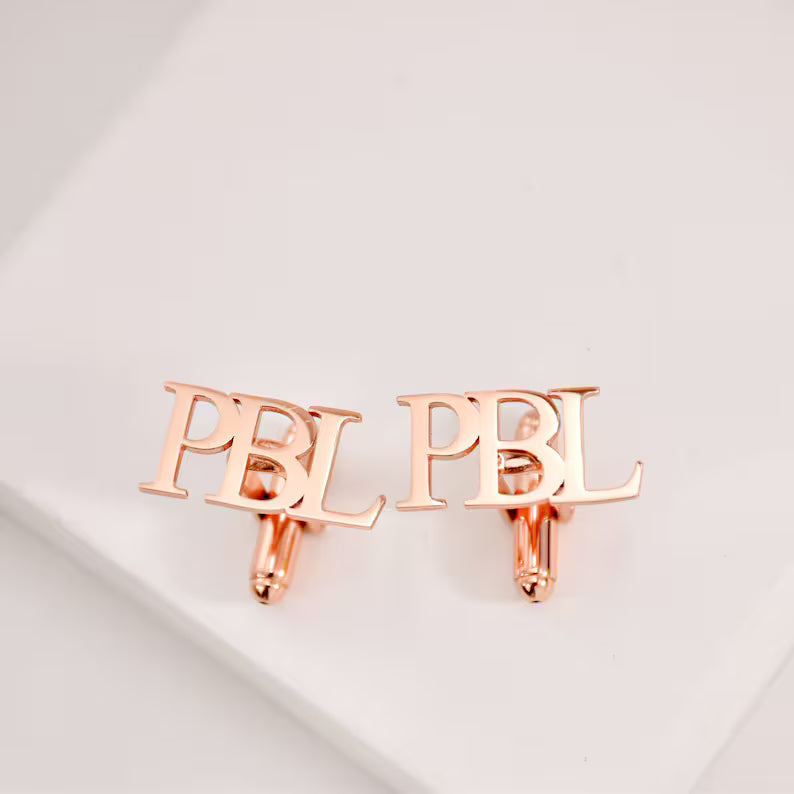 Bazinco Personalized Name Cufflinks – Custom Initial Cufflinks for Wedding & Formal Wear