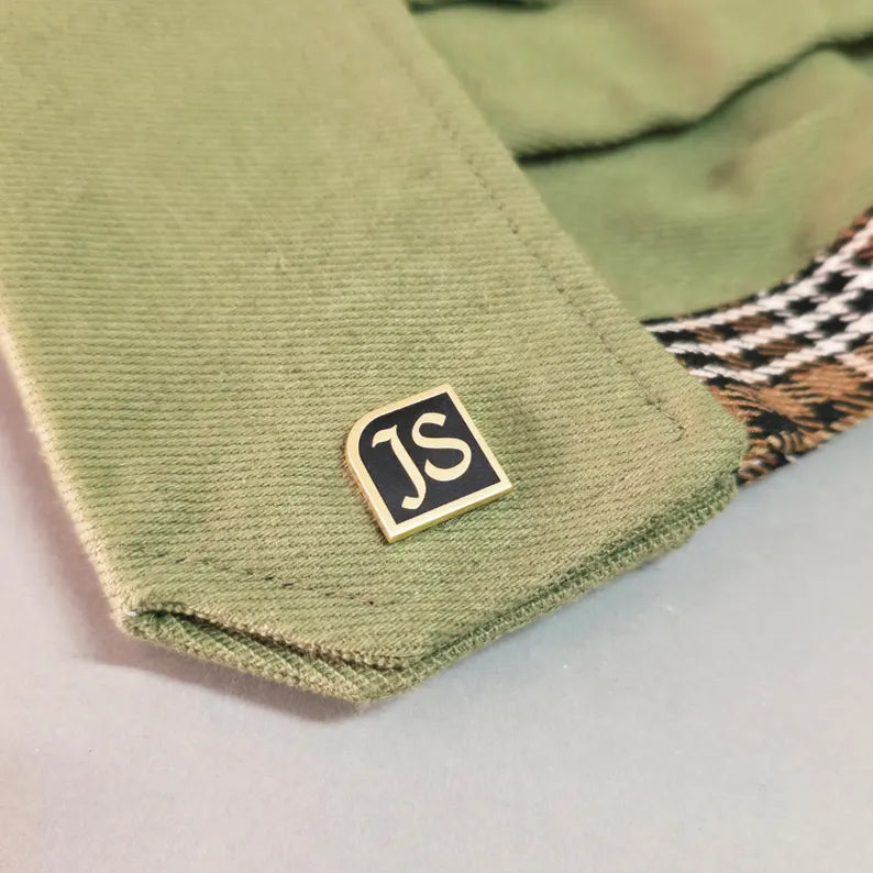 Personalized Black Enamel Initial Cufflinks – Custom Monogram Cufflinks for Men by Bazinco