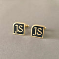Personalized Black Enamel Initial Cufflinks – Custom Monogram Cufflinks for Men by Bazinco