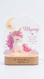 Personalized Unicorn LED Acrylic Night Lamp with Name | Custom Unicorn Lamp for Kids Bedroom | Baby Girl Birthday Gift | Bazinco